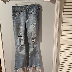 Light Wash Ripped Flare Jeans